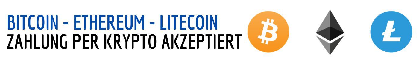Kryptozahlungen akzeptiert (Bitcoin / Ethereum / LiteCoin)